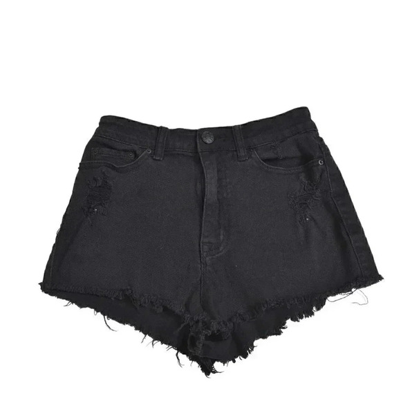 Urban Outfitters BDG Jean Shorts High Rise Cheeky Fray Distressed Size 27 - Picture 3 of 11